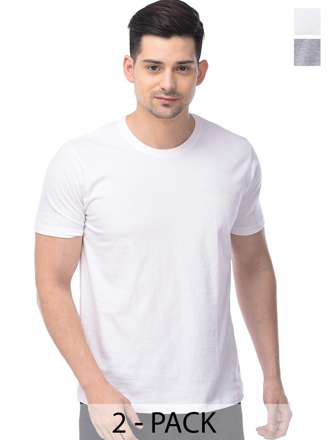

COLOR CAPITAL Pack of 2 Cotton Round Neck T-shirts, White