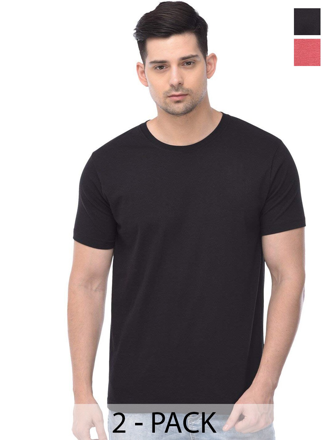 

COLOR CAPITAL Pack Of 2 Cotton T-shirt, Black