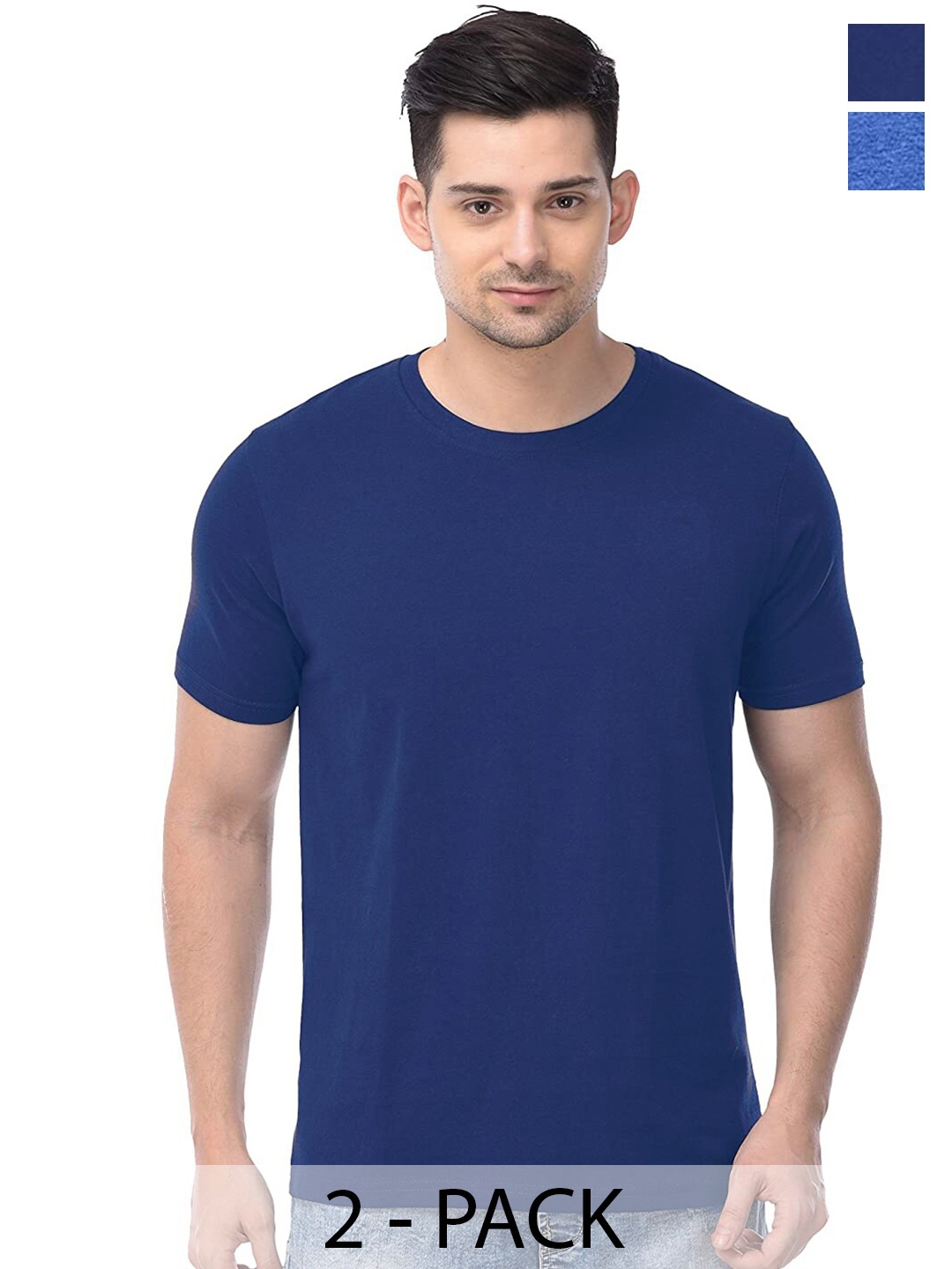 COLOR CAPITAL Pack Of 2 Cotton T-shirt, Navy blue