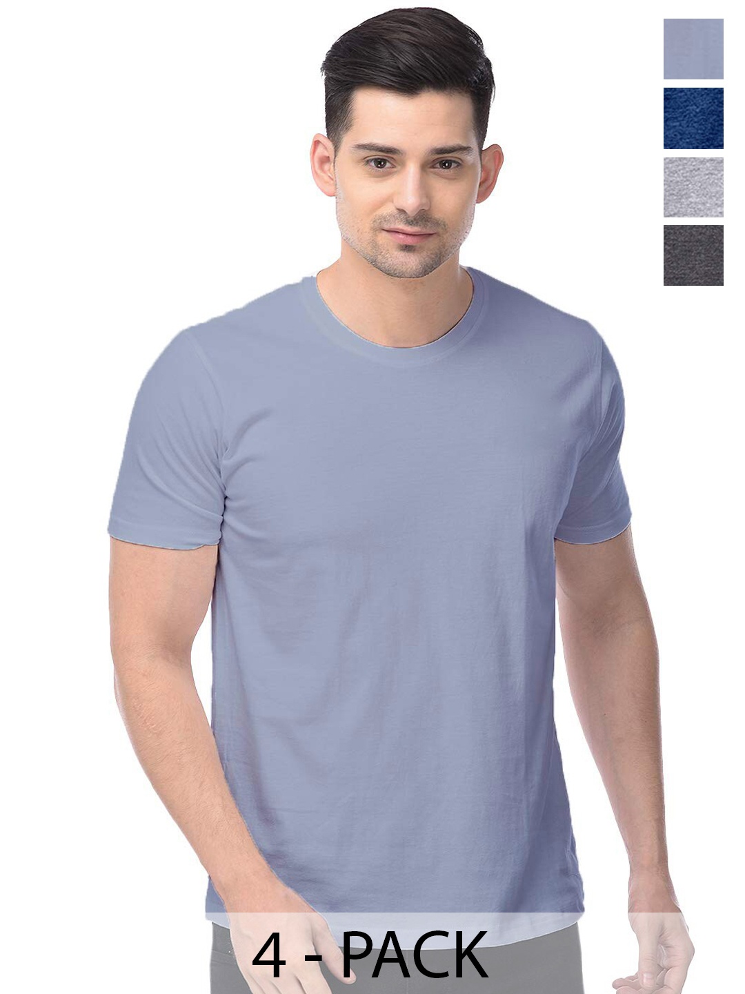

COLOR CAPITAL Pack Of 4 Cotton T-shirt, Grey