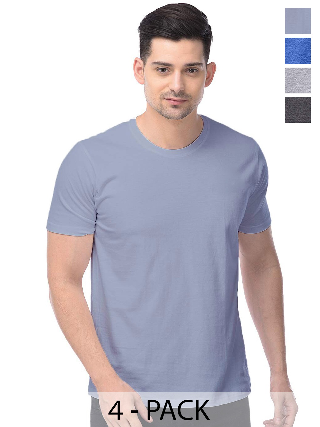 

COLOR CAPITAL Pack Of 4 Cotton T-shirt, Grey