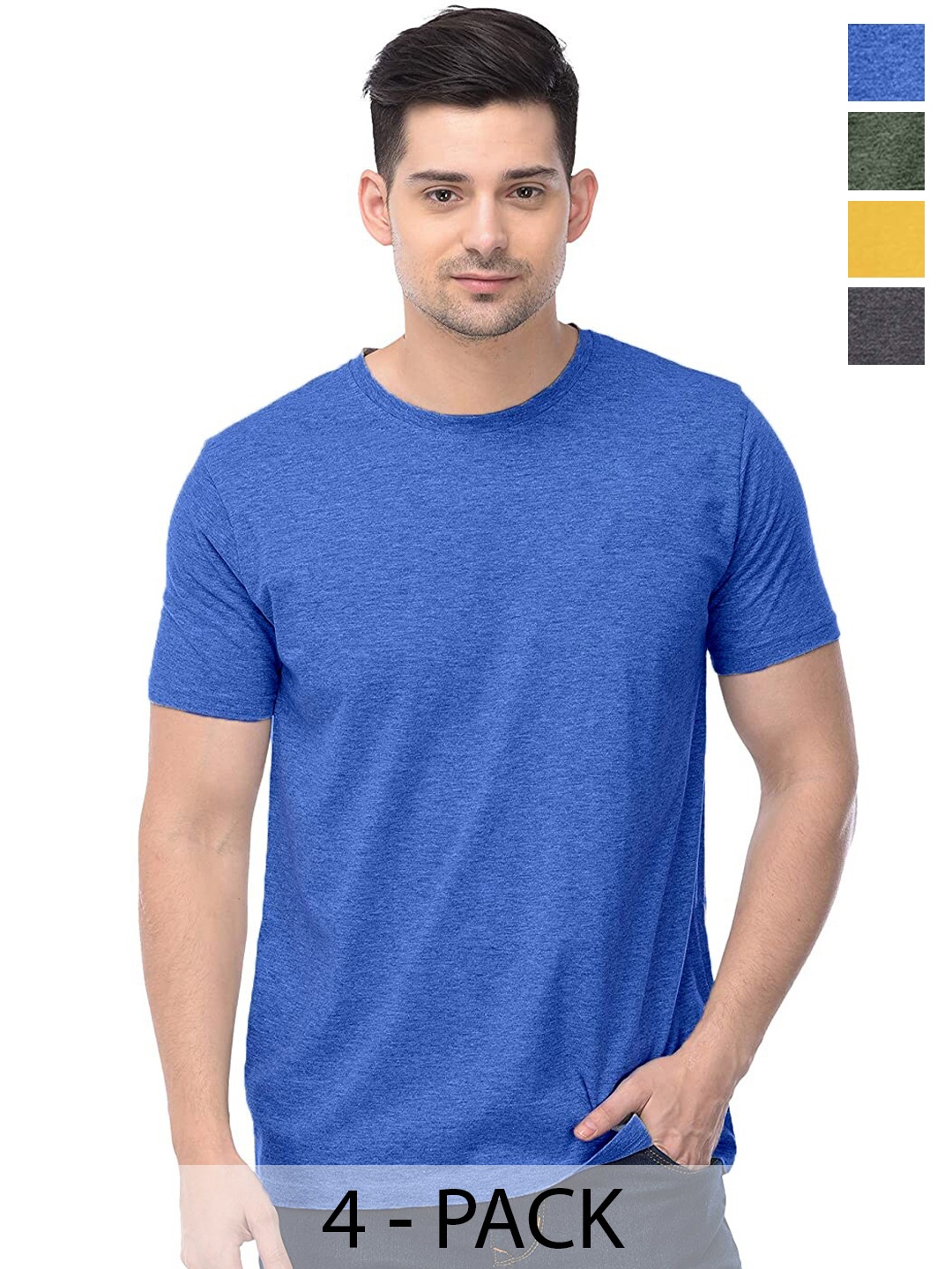 

COLOR CAPITAL Pack Of 4 Cotton T-shirt, Blue