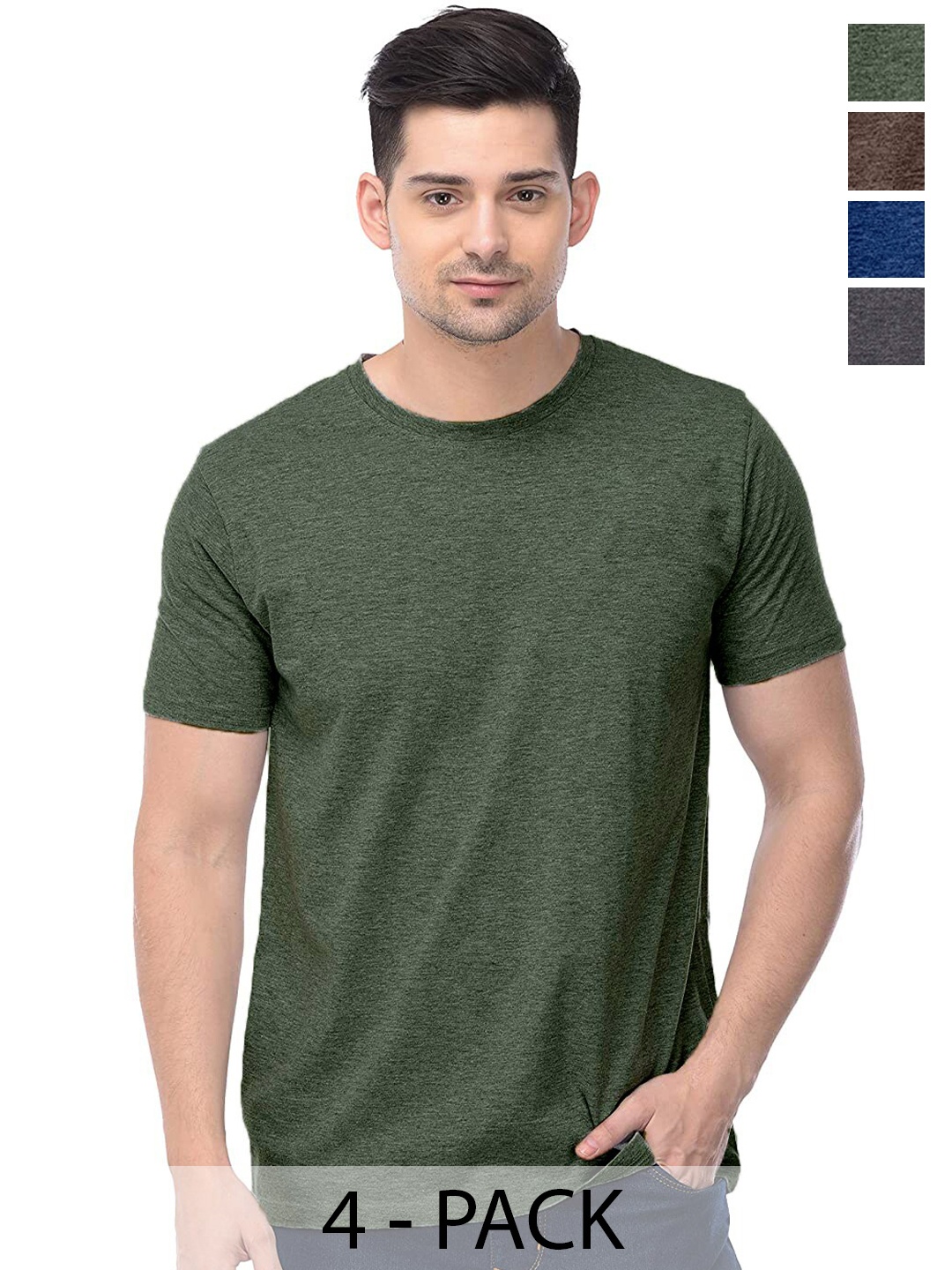 

COLOR CAPITAL Pack of 4 Unisex Cotton T-shirt, Green