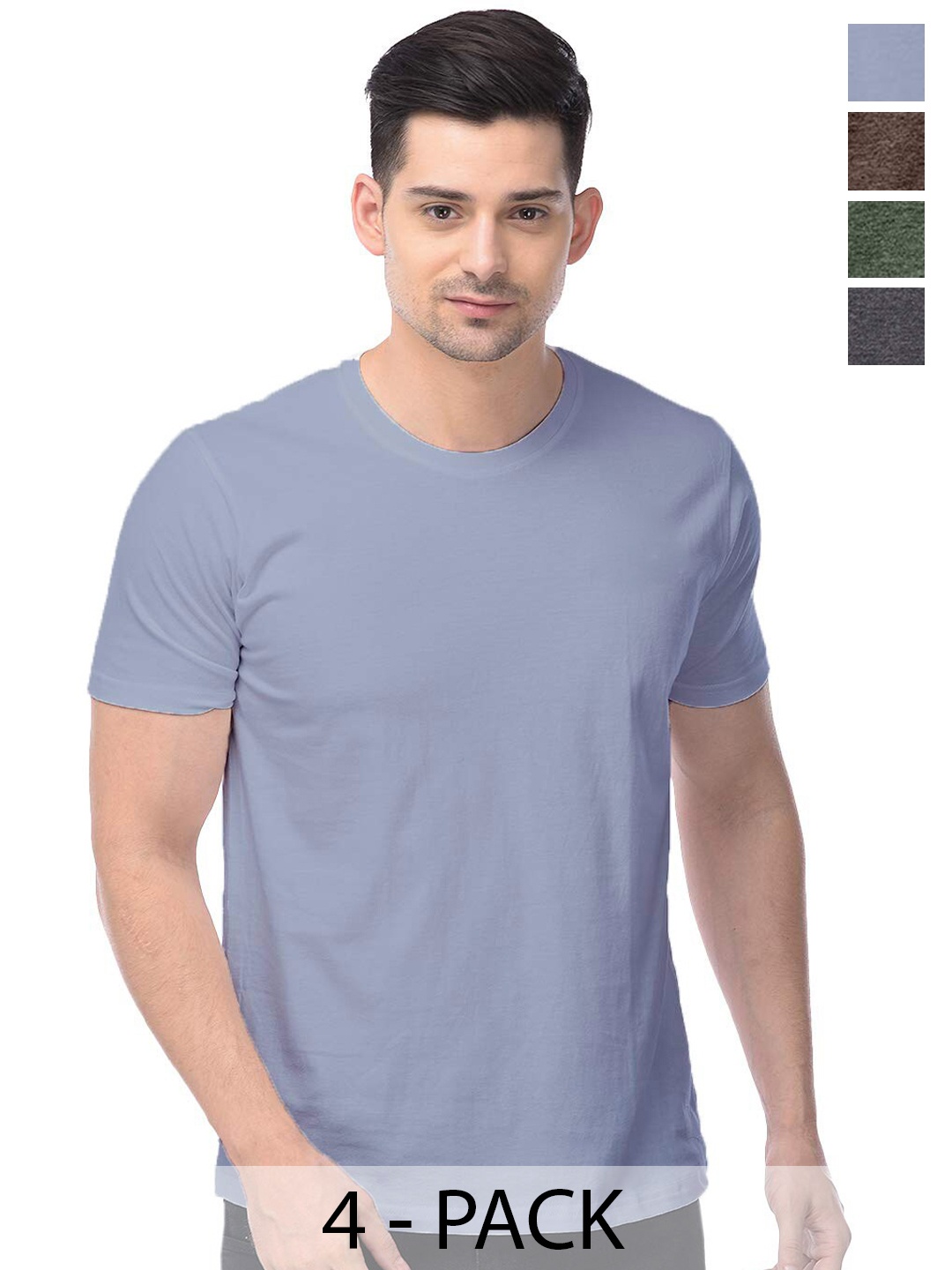 

COLOR CAPITAL Pack of 4 Unisex Cotton T-shirt, Grey