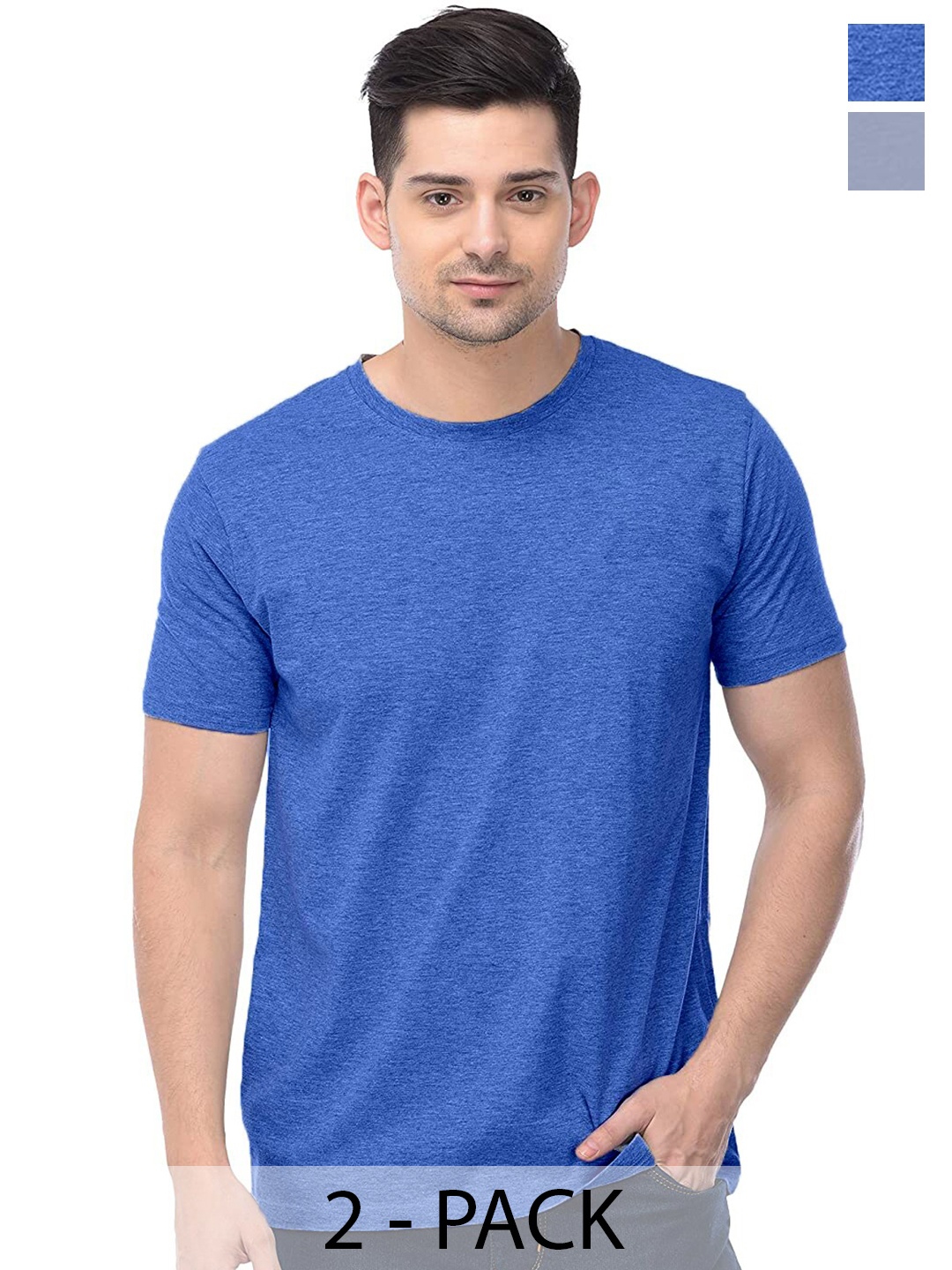 COLOR CAPITAL Pack of 2 Unisex Cotton T-shirt, Blue