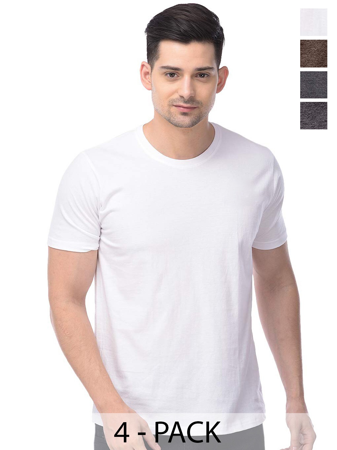 

COLOR CAPITAL Pack of 4 Unisex Cotton T-shirt, White