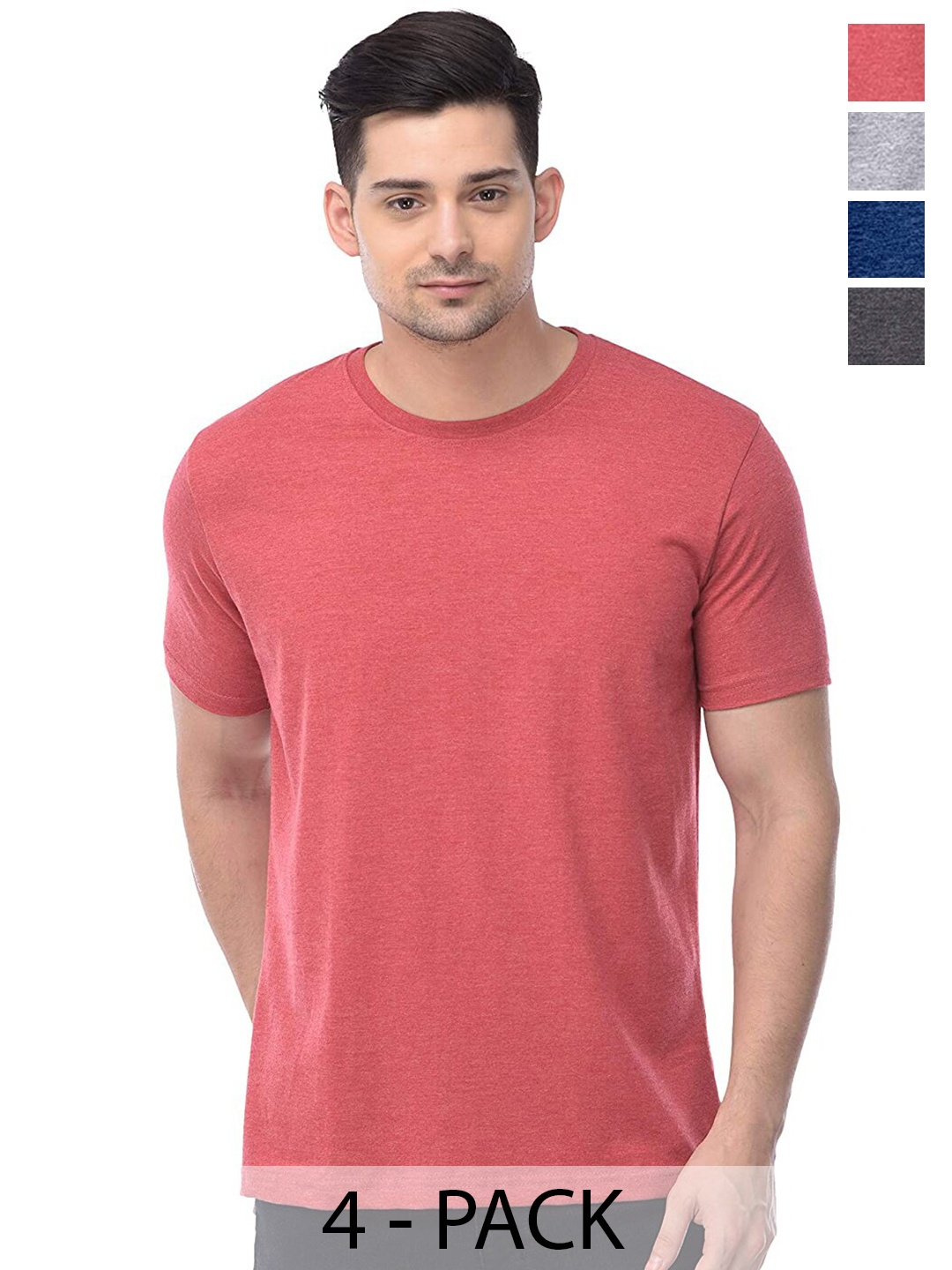 

COLOR CAPITAL Pack of 4 Unisex Cotton T-shirt, Coral