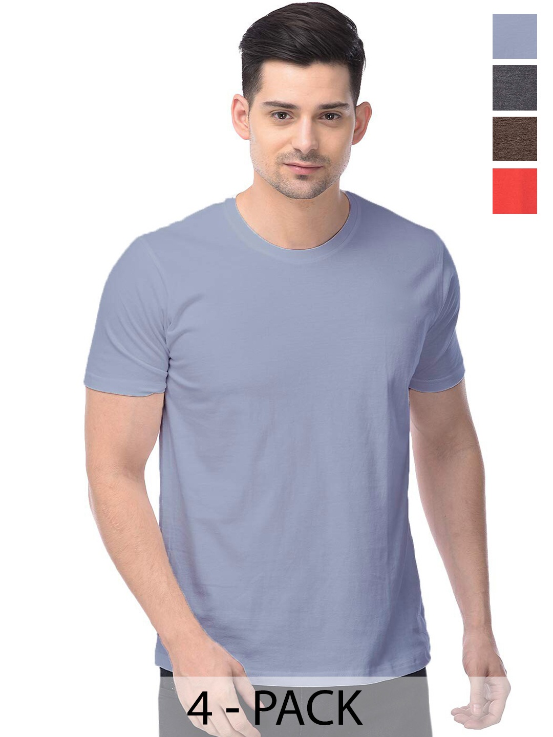 

COLOR CAPITAL Unisex Pack Of 4 Cotton T-shirt, Blue