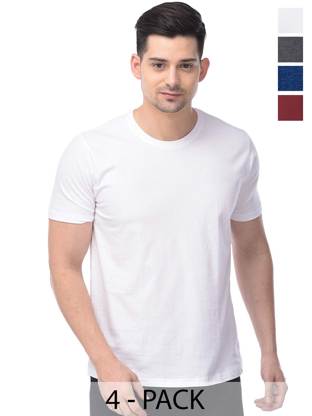 COLOR CAPITAL Unisex Pack Of 4 Cotton T-shirt, White
