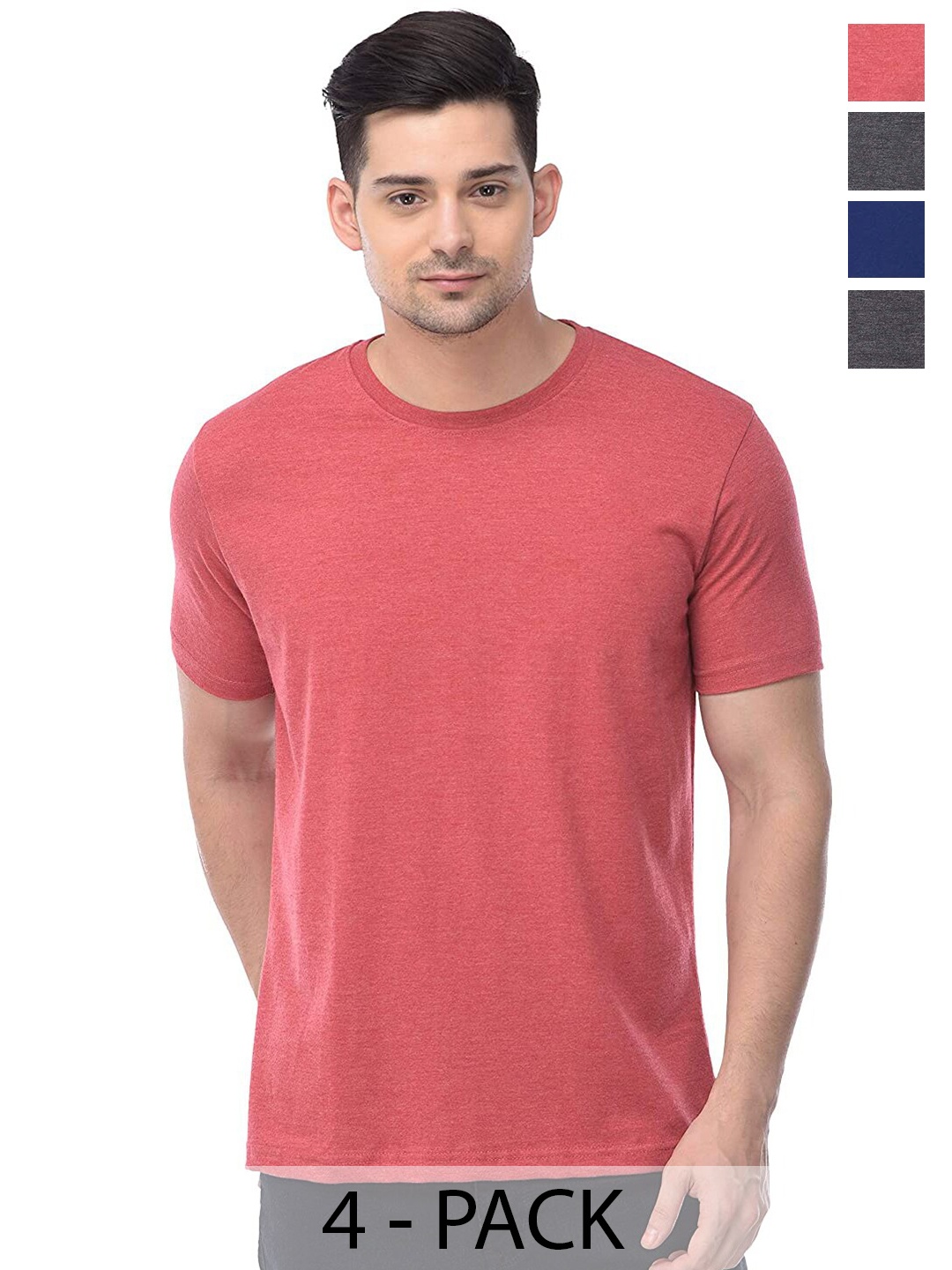 

COLOR CAPITAL Unisex Pack Of 4 Cotton T-shirt, Coral