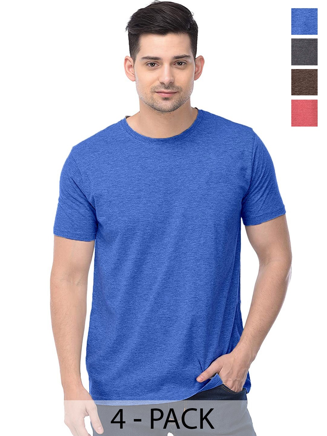 

COLOR CAPITAL Unisex Pack Of 4 Cotton T-shirt, Blue