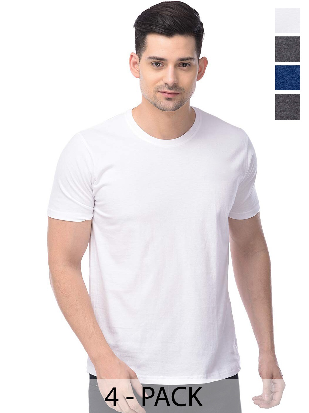 

COLOR CAPITAL Unisex Pack Of 4 Cotton T-shirt, White