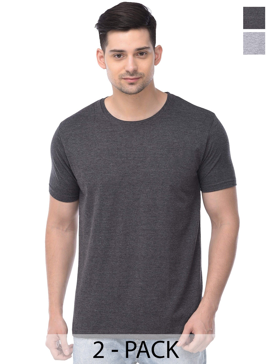 

COLOR CAPITAL Unisex Pack Of 2 Cotton T-Shirt, Grey