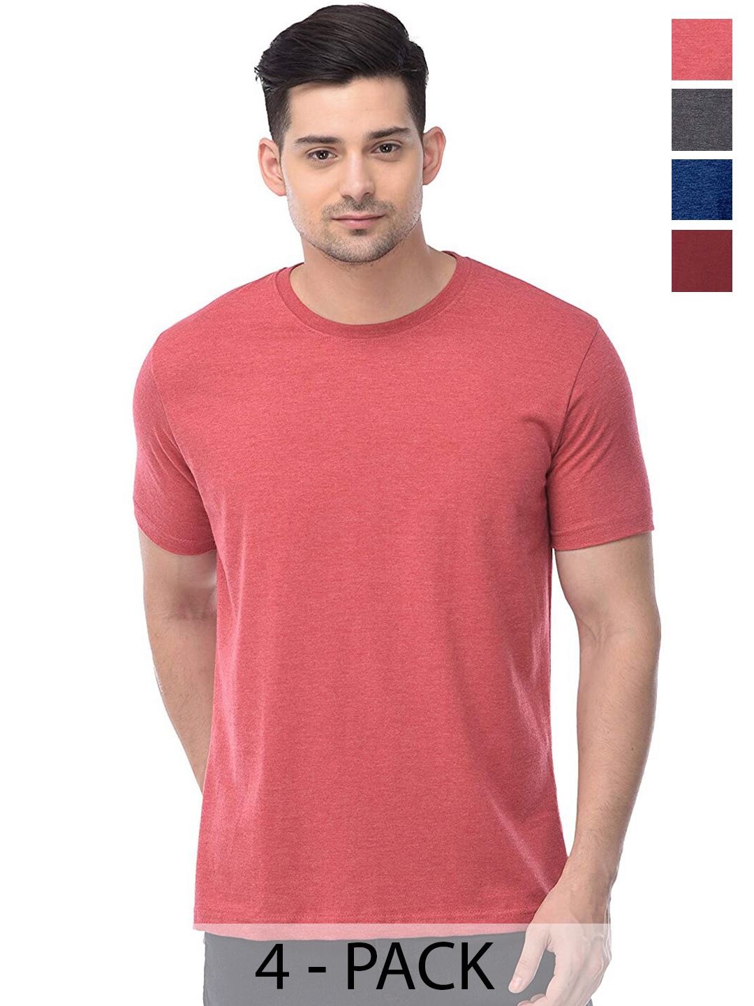 

COLOR CAPITAL Unisex Pack Of 4 Cotton T-Shirt, Pink