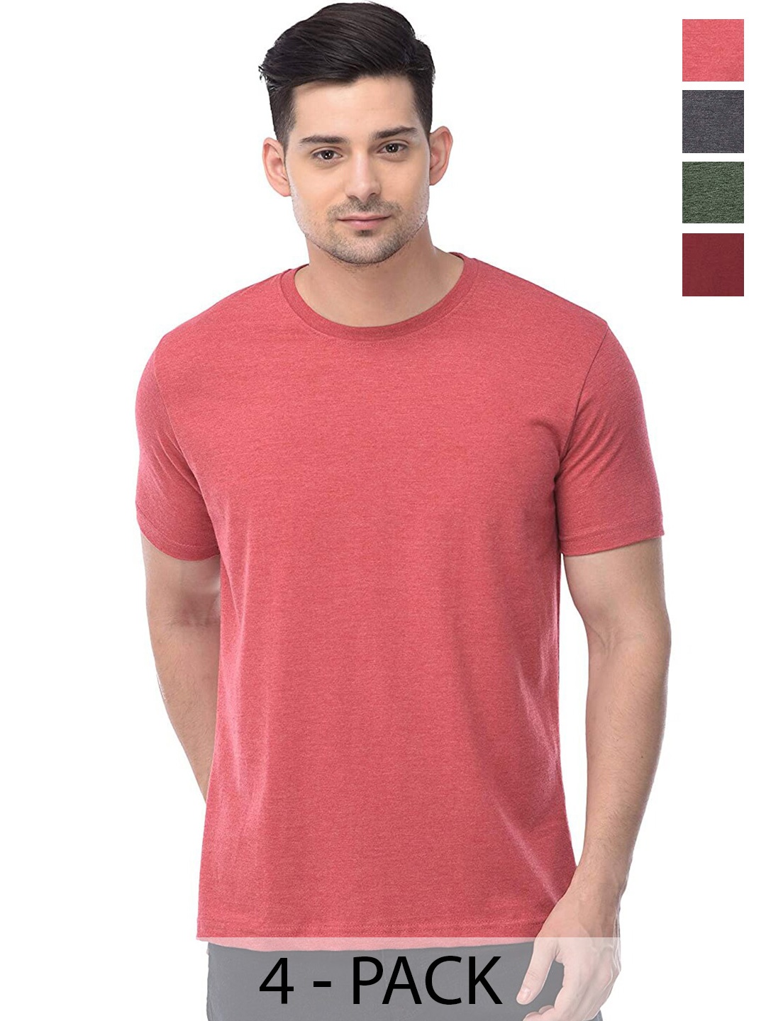 

COLOR CAPITAL Unisex Pack Of 4 Cotton T-Shirt, Pink