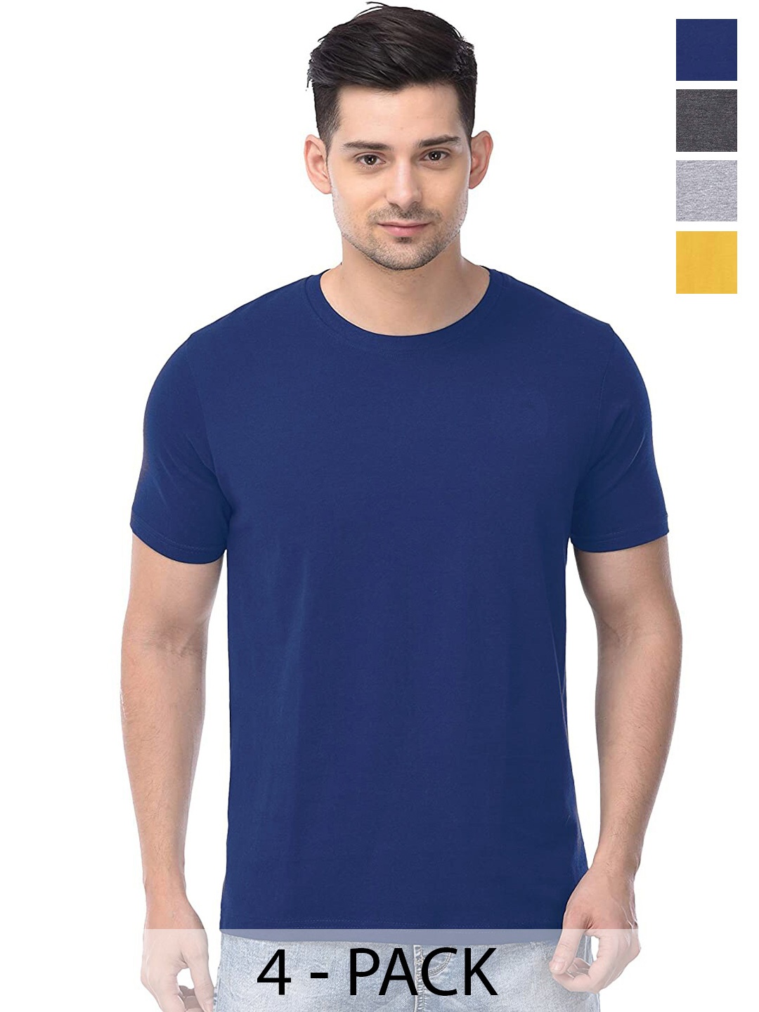 

COLOR CAPITAL Unisex Pack Of 4 Cotton T-Shirt, Blue