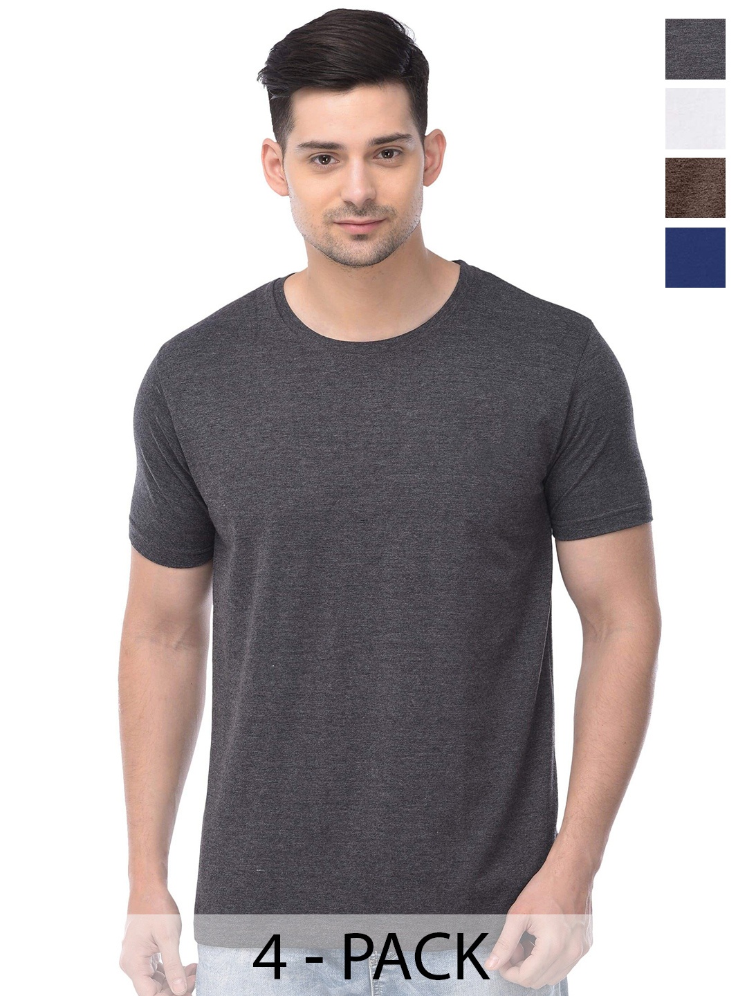 

COLOR CAPITAL Unisex Pack Of 4 Cotton T-Shirt, Grey