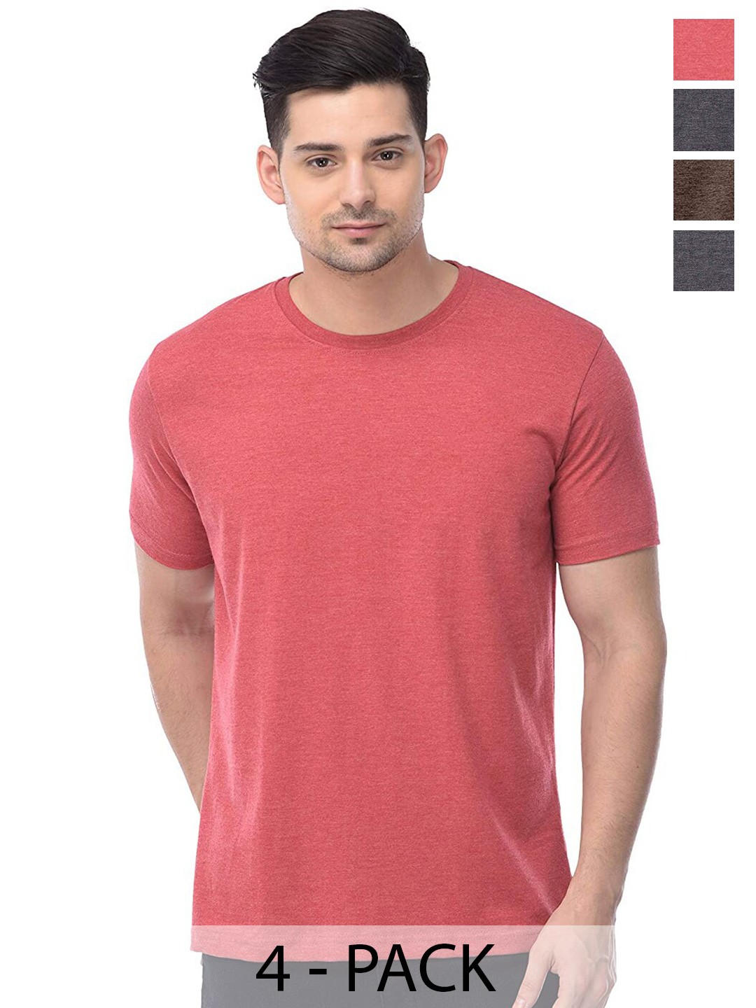 

COLOR CAPITAL Unisex Pack Of 4 Cotton T-Shirts, Pink