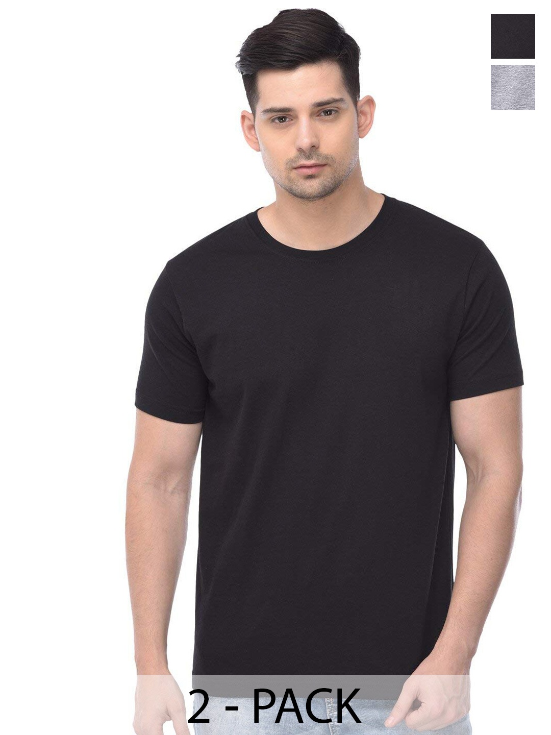 

COLOR CAPITAL Unisex Pack Of 2 Cotton T-Shirts, Black