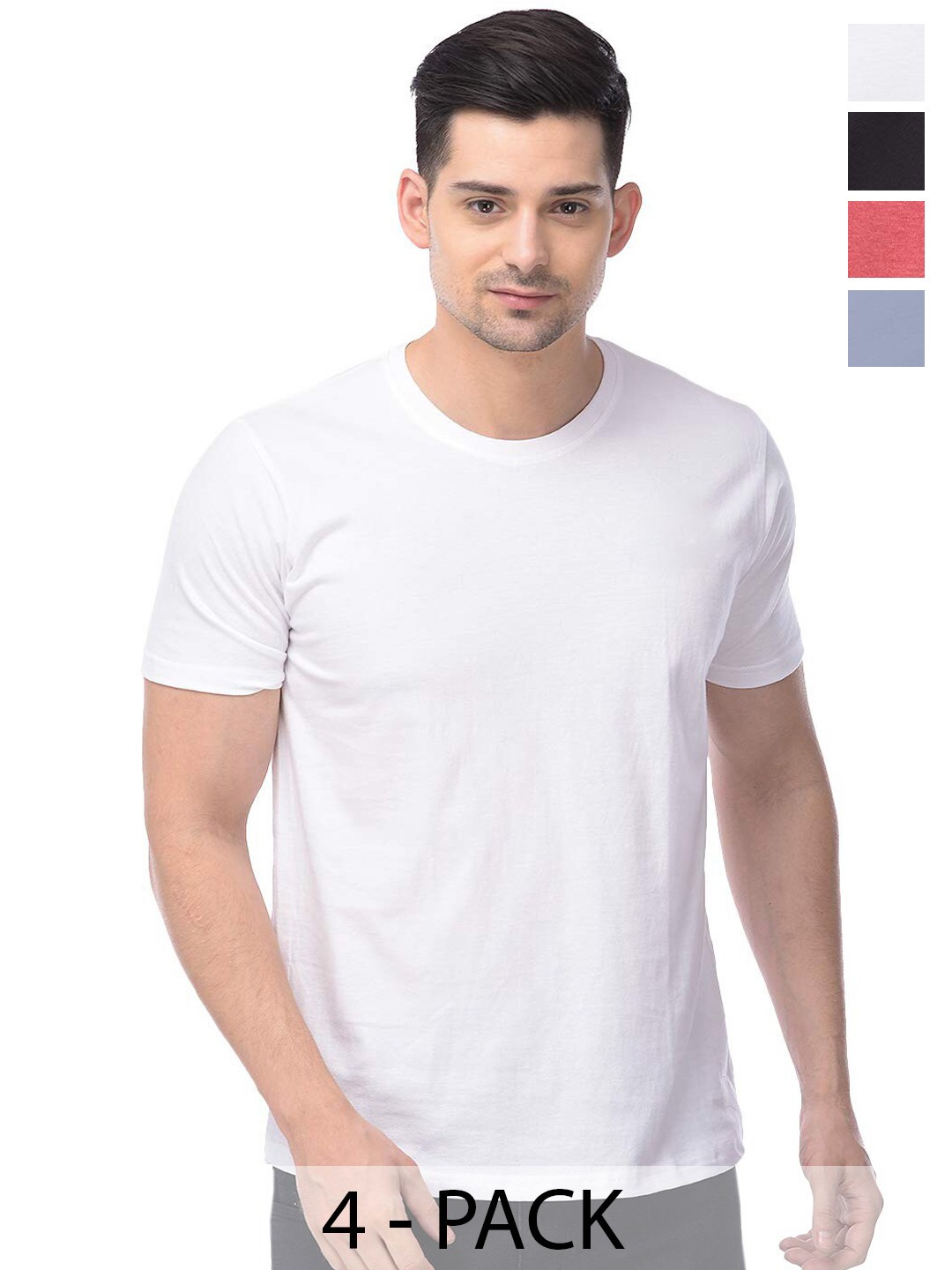 

COLOR CAPITAL Pack Of 4 Cotton T-shirt, White