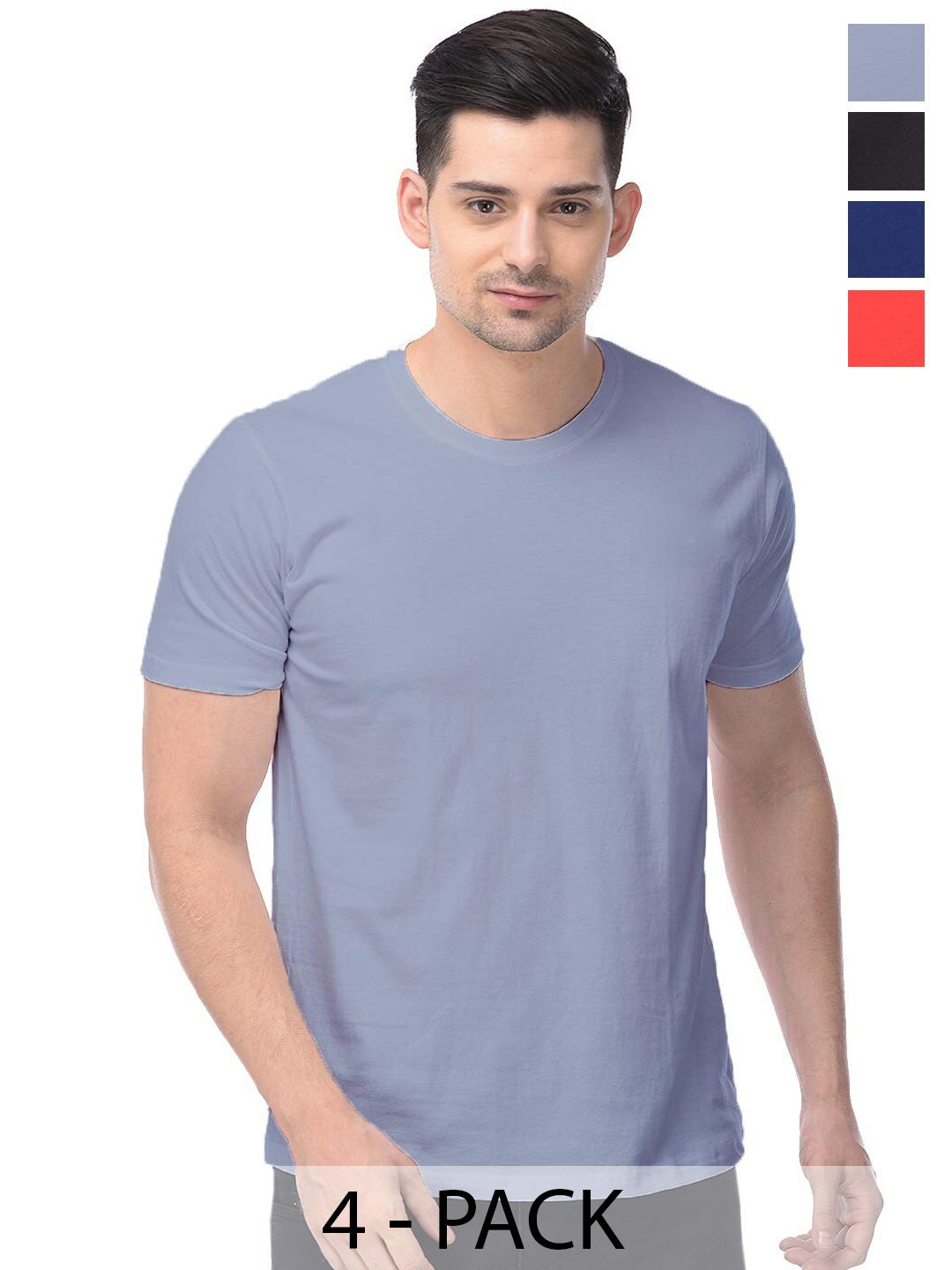 

COLOR CAPITAL Unisex Pack Of 4 Cotton T-Shirts, Grey