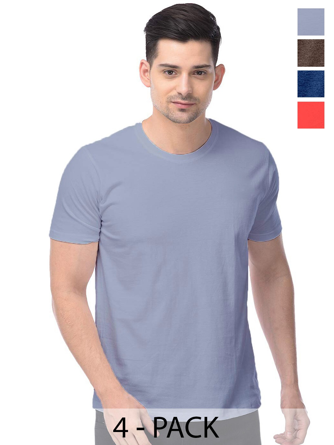 

COLOR CAPITAL Pack Of 4 Cotton T-Shirt, Grey