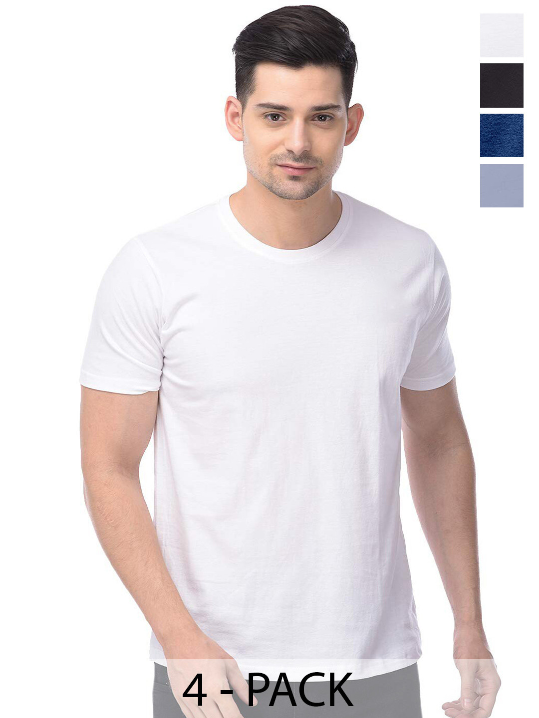 

COLOR CAPITAL Unisex Pack Of 4 Cotton T-Shirts, White
