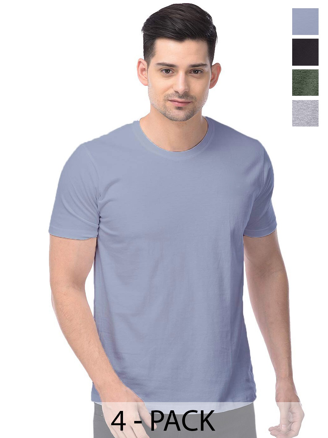 

COLOR CAPITAL Pack Of 4 Cotton T-Shirt, Grey