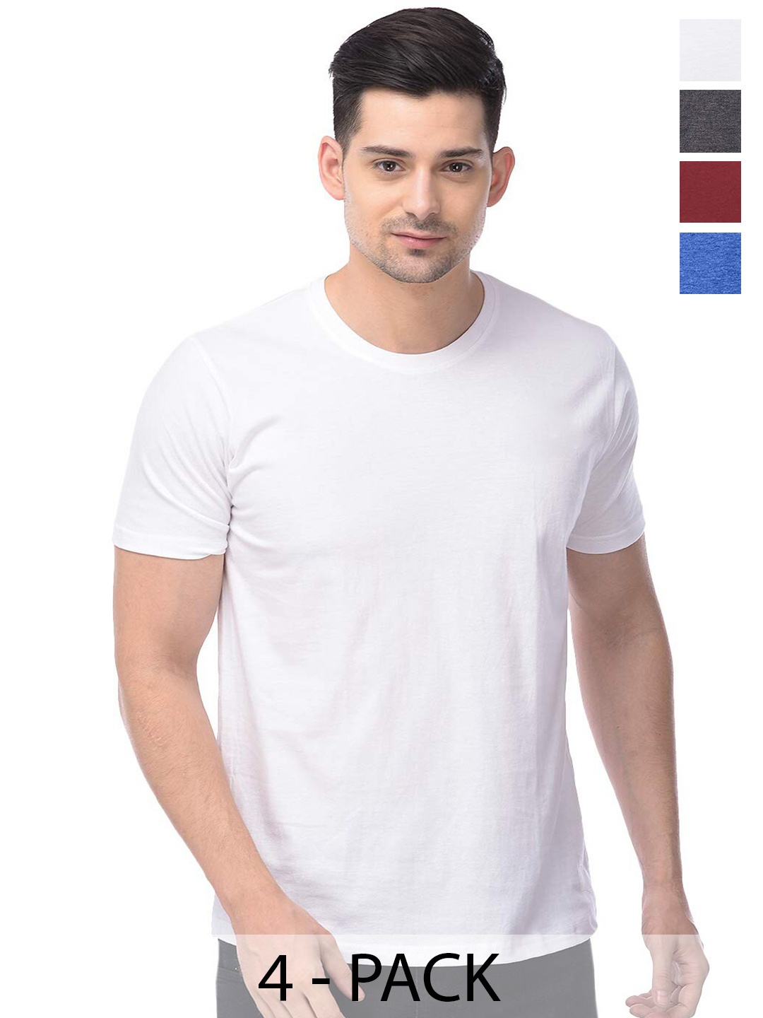 

COLOR CAPITAL Unisex Pack Of 4 Cotton T-Shirt, White