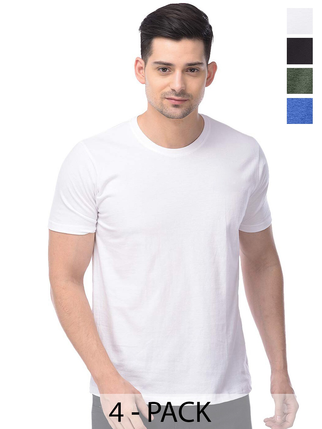 

COLOR CAPITAL Pack of 4 Unisex Cotton T-shirt, White