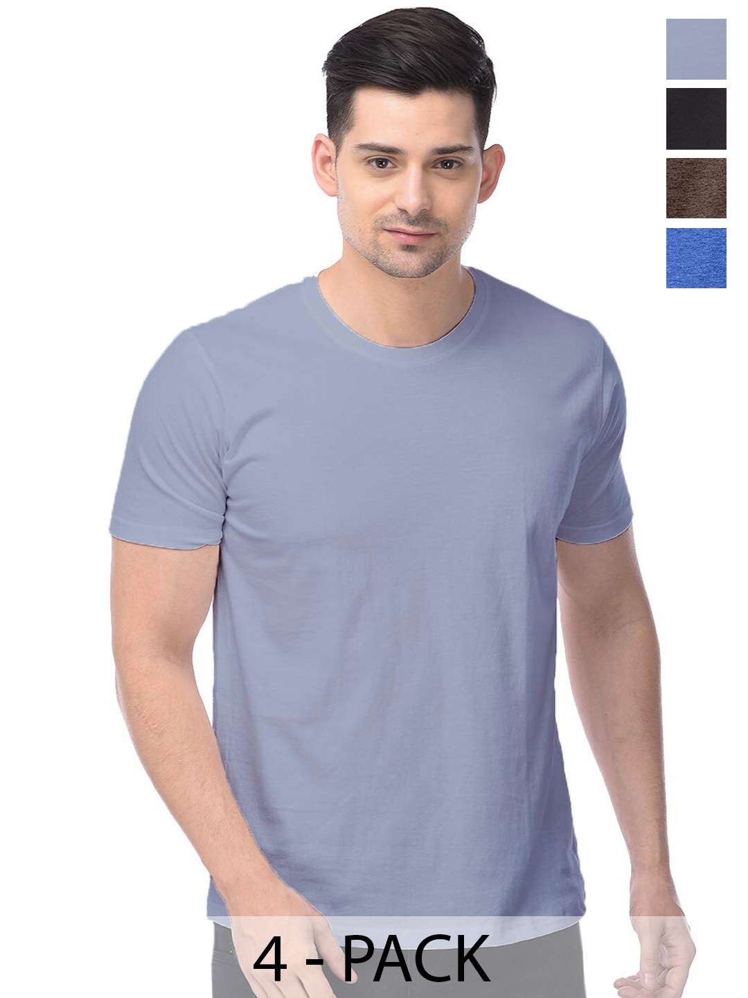 

COLOR CAPITAL Unisex Pack Of 4 Cotton T-Shirt, Grey