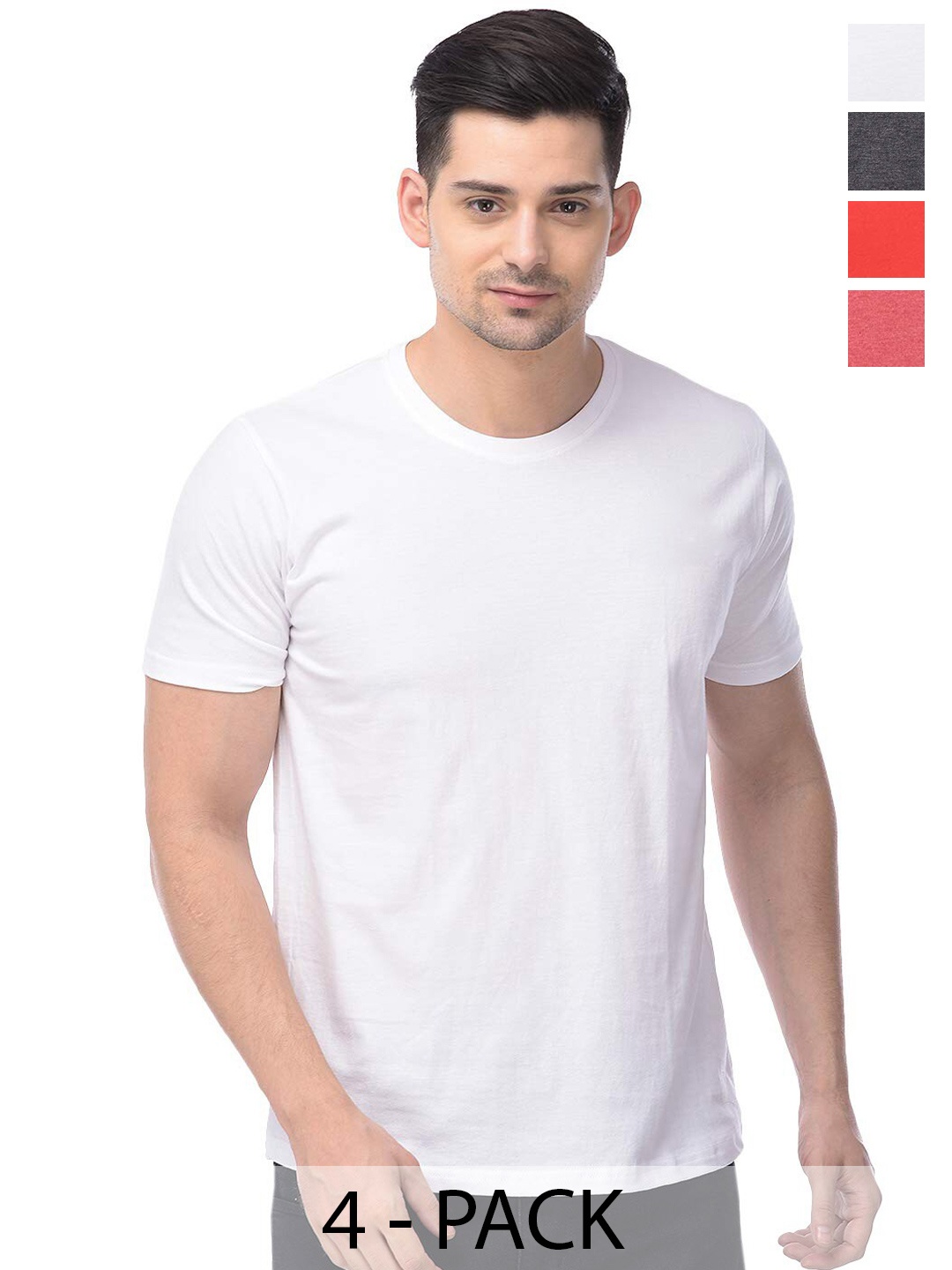 

COLOR CAPITAL Pack of 4 Cotton Round Neck T-shirts, White