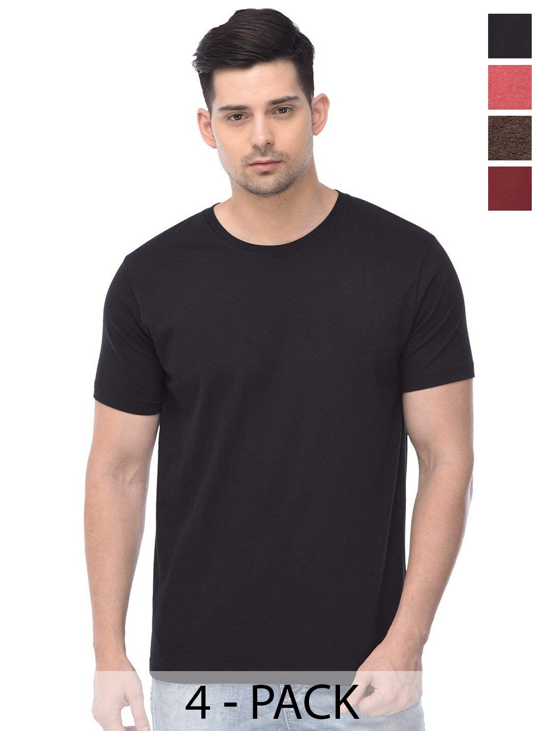 

COLOR CAPITAL Pack Of 4 Cotton T-shirt, Multi