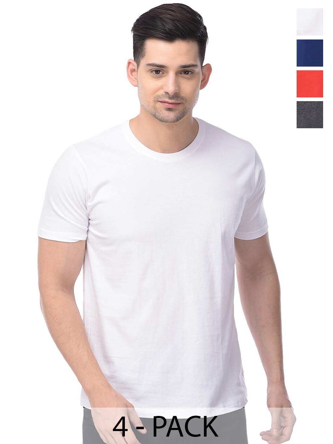 

COLOR CAPITAL Unisex Pack of 4 Cotton T-shirts, White