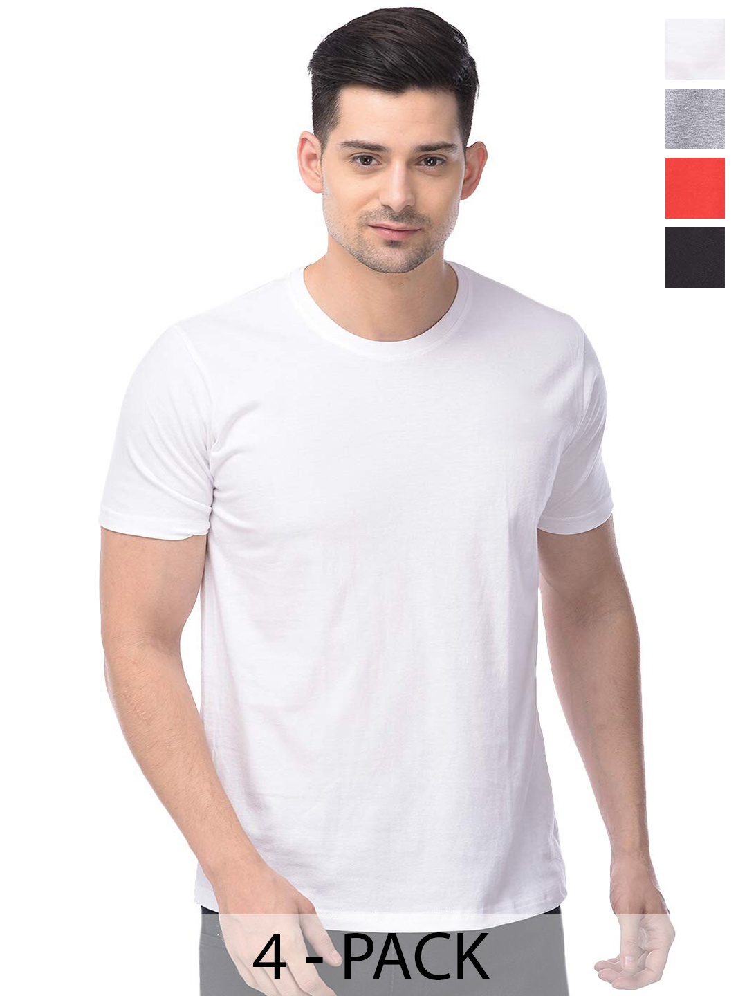

COLOR CAPITAL Unisex Pack Of 4 Cotton T-shirts, White