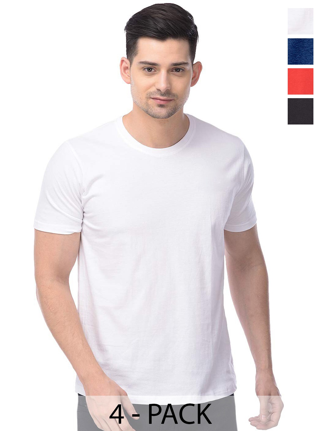 

COLOR CAPITAL Pack Of 4 Cotton T-Shirt, White