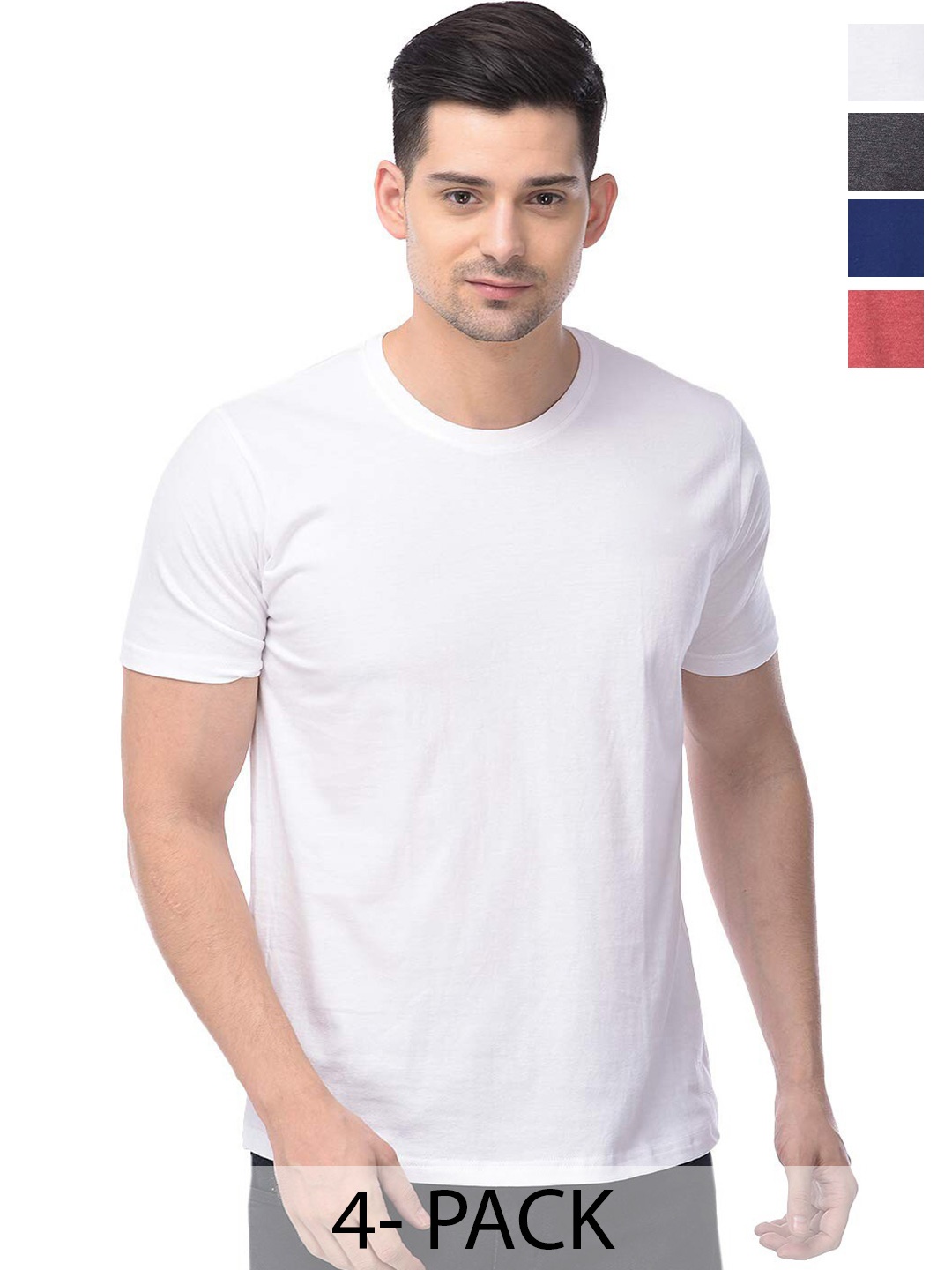 

COLOR CAPITAL Pack Of 4 Cotton T-shirt, White