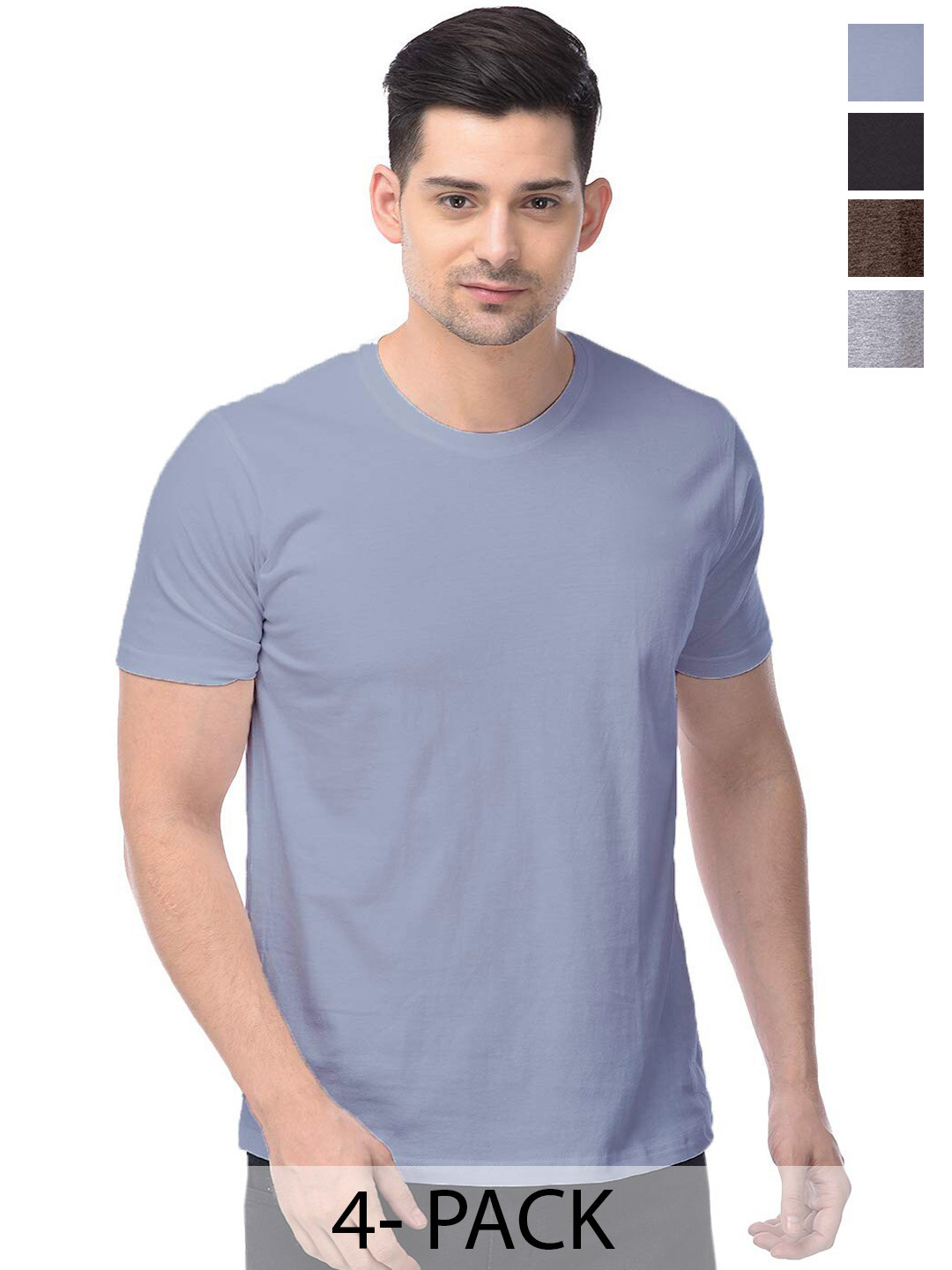 

COLOR CAPITAL Pack of 4 Unisex Cotton T-shirt, Grey