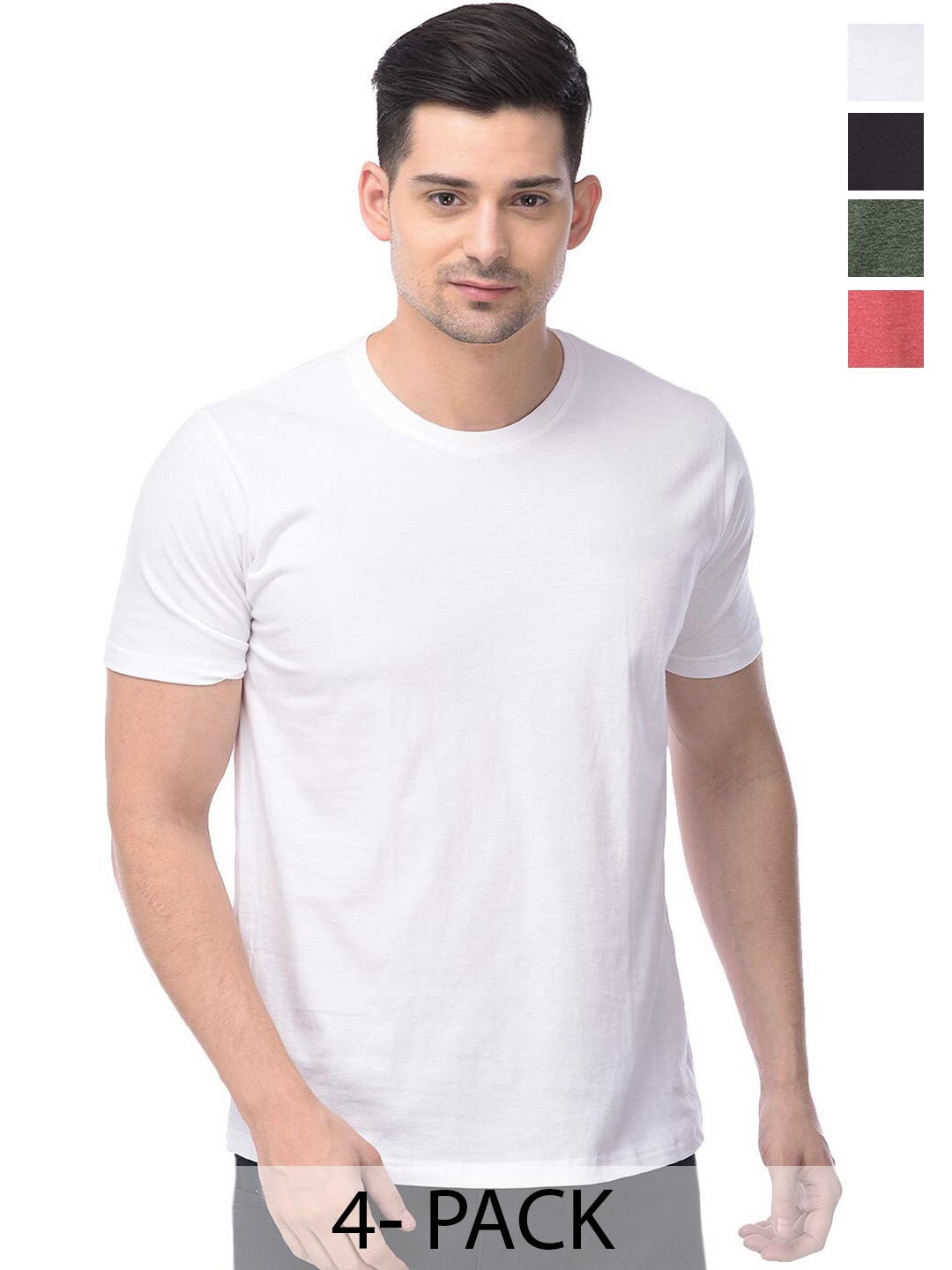 

COLOR CAPITAL Unisex Pack Of 4 Cotton T-shirts, White