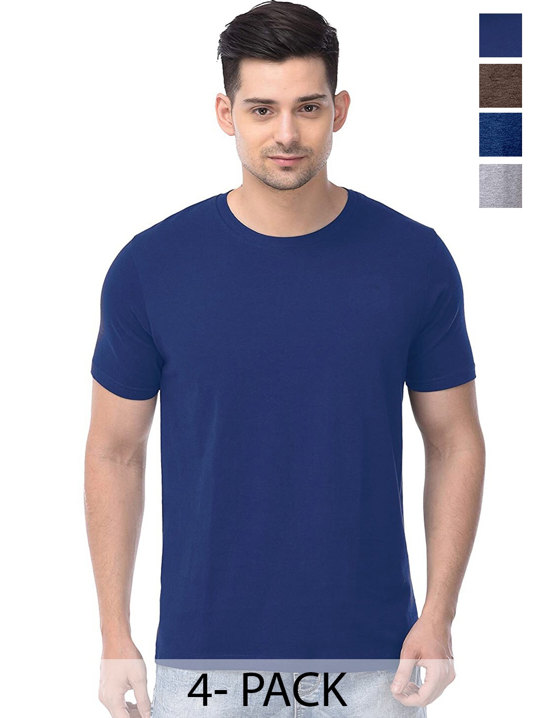 

COLOR CAPITAL Pack Of 4 Cotton T Shirts, Blue