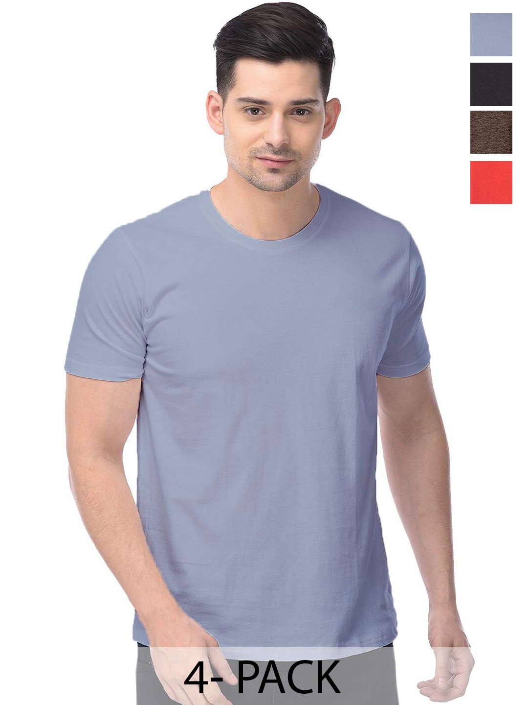 

COLOR CAPITAL Unisex Pack Of 4 Cotton T-Shirts, Grey