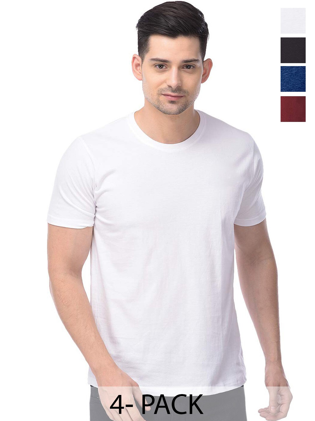 

COLOR CAPITAL Pack of 4 Unisex Cotton T-shirt, White