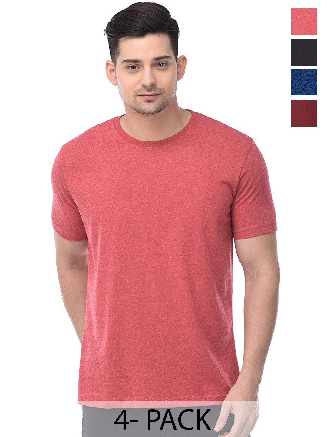 

COLOR CAPITAL Pack of 4 Unisex Cotton T-shirt, Coral