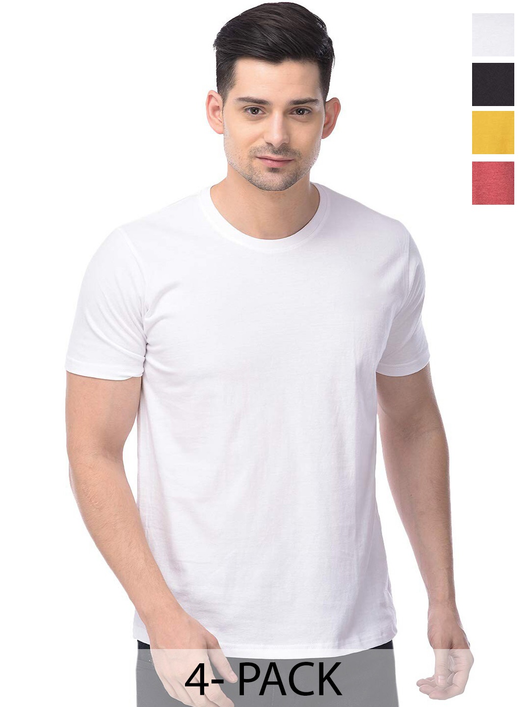 COLOR CAPITAL Pack Of 4 Short Sleeves Cotton T-shirts, White