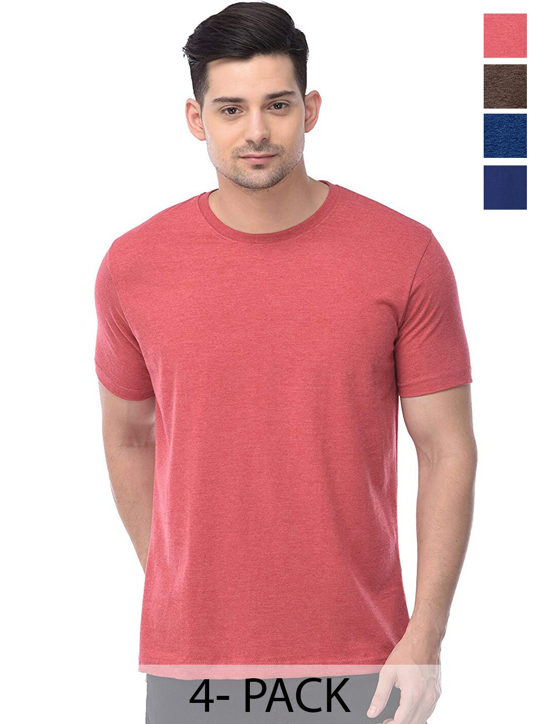 COLOR CAPITAL Unisex Pack Of 4 Cotton T-shirt, Pink