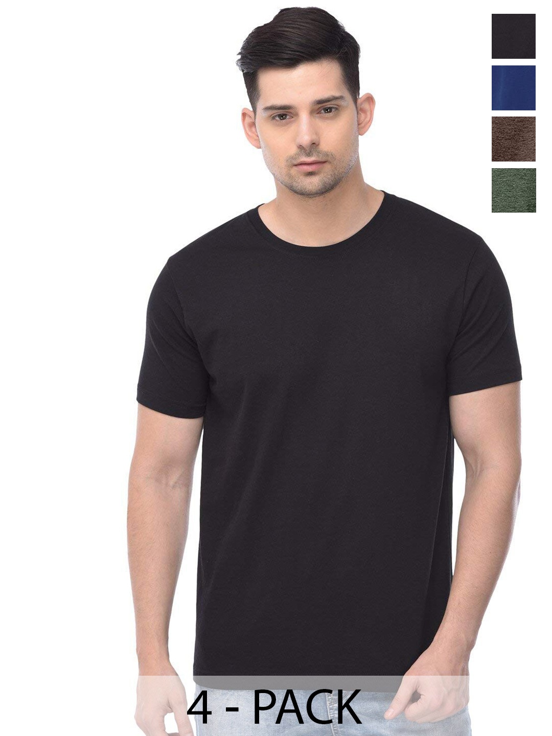 

COLOR CAPITAL Unisex Pack Of 4 Cotton T-Shirt, Green