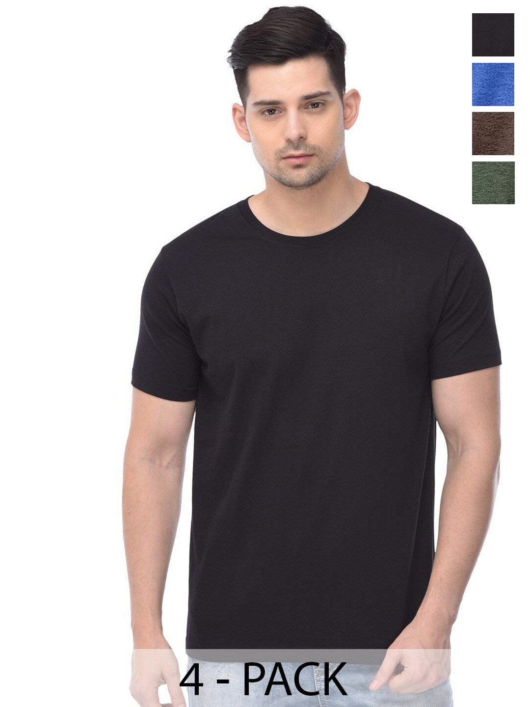 

COLOR CAPITAL Unisex Pack Of 4 Short Sleeves Cotton T-shirts, Black