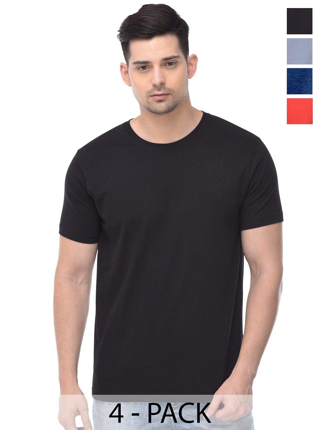

COLOR CAPITAL Unisex Pack Of 4 Cotton T-Shirt, Blue