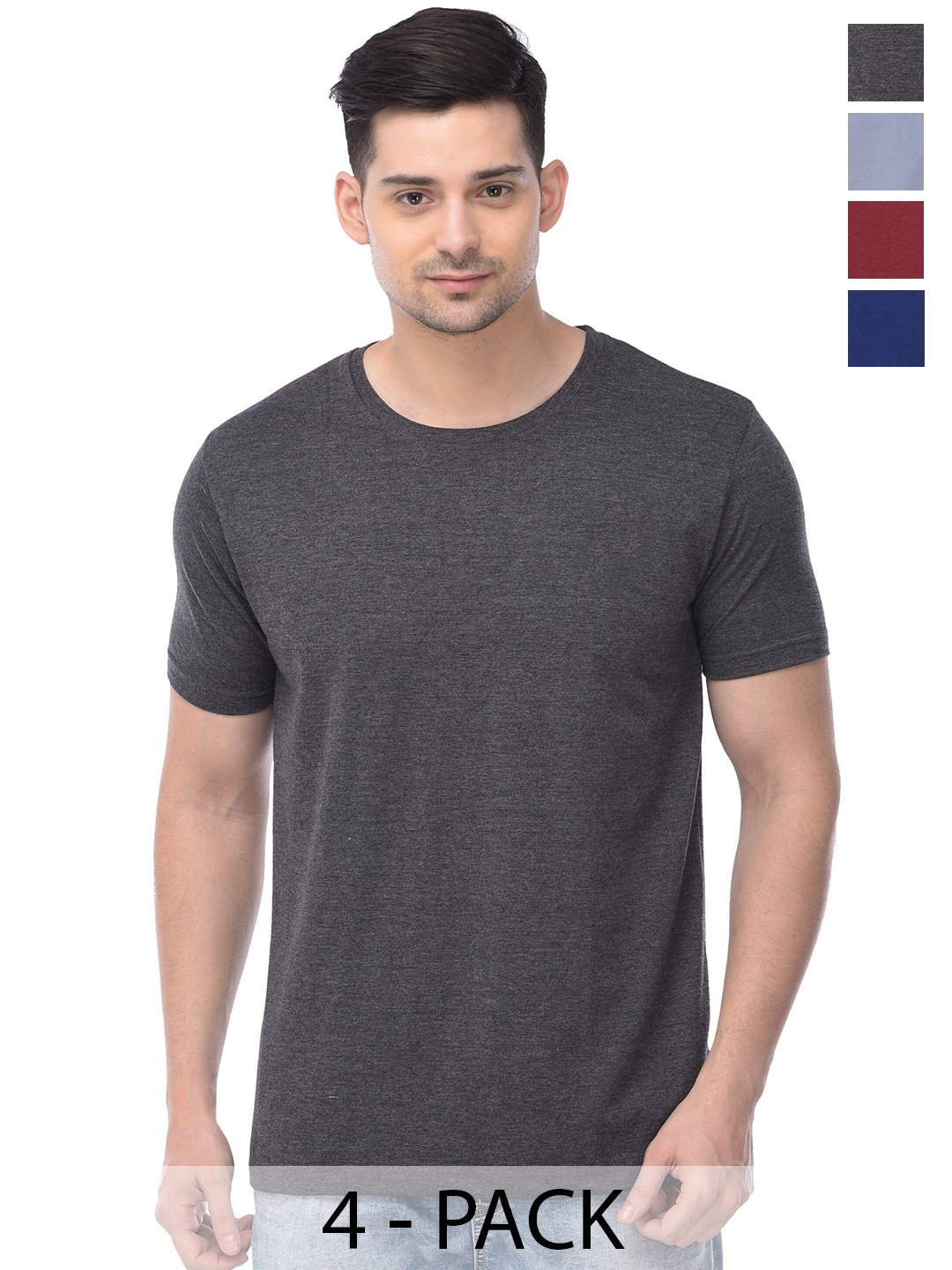 

COLOR CAPITAL Unisex Pack Of 4 Cotton T-shirts, Black