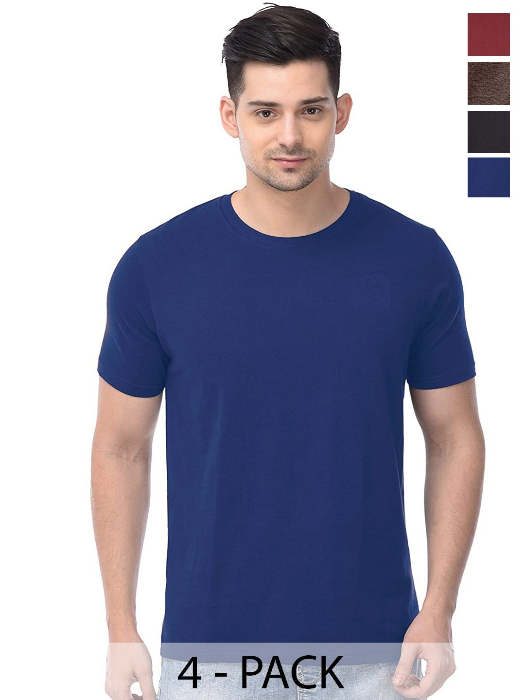 

COLOR CAPITAL Pack Of 4 Cotton T-shirt, Navy blue